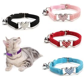 Pet Collar Adjustable Soft Collar With Bell For Dogs Kitten Cats (Color: rose red, size: one-size)