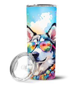 Siberian Husky Hippie Dawg Stainless Steel Skinny Tumbler Vacuum Double Walled Reusable Insulated Tumbler Travel Cup for Coffee Cocktails Gift with Li (Default: Default)